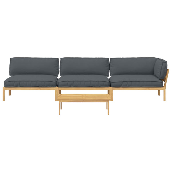vidaXL Sofa Set with Cushions Solid 4 pcs Anthracite Solid Acacia Wood