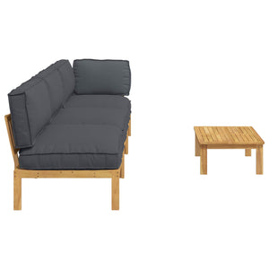 vidaXL Sofa Set with Cushions Solid 4 pcs Anthracite Solid Acacia Wood