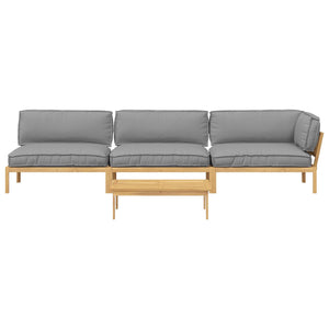vidaXL Sofa Set with Cushions Solid Acacia Wood 4 Pieces Grey
