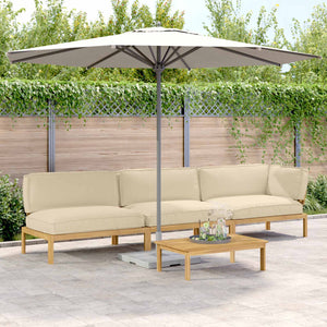 vidaXL Sofa Set with Cushions Solid 4 pcs Beige Solid Acacia Wood