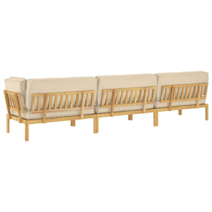 vidaXL Sofa Set with Cushions Solid 4 pcs Beige Solid Acacia Wood