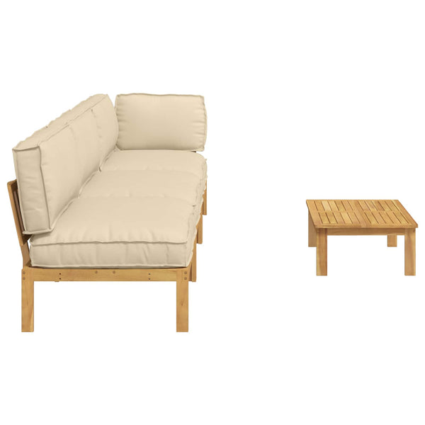 vidaXL Sofa Set with Cushions Solid 4 pcs Beige Solid Acacia Wood