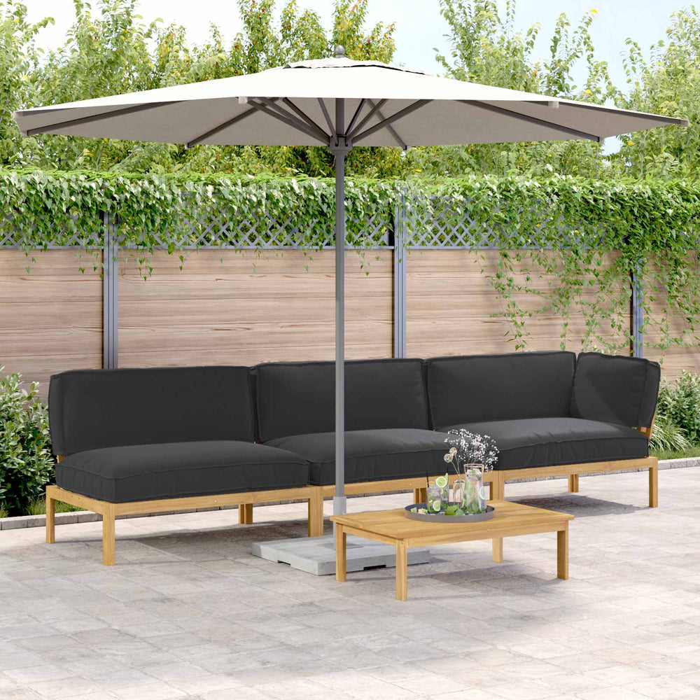 vidaXL Sofa Set with Cushions Solid 4 pcs Black Solid Acacia Wood