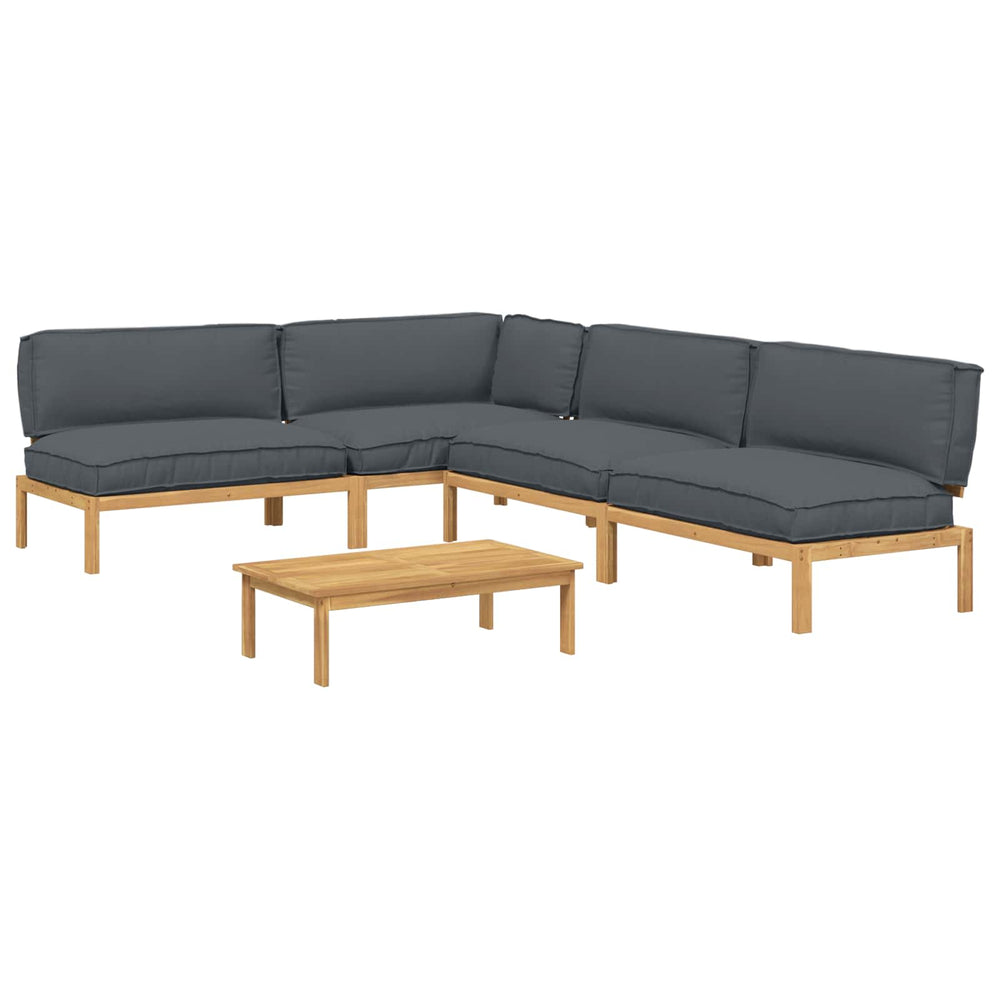 vidaXL Sofa Set with Cushions Solid 5 pcs Anthracite Solid Acacia Wood