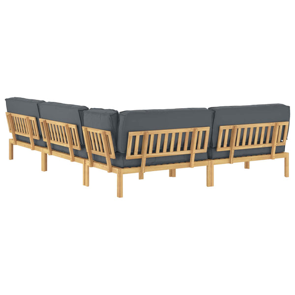 vidaXL Sofa Set with Cushions Solid 5 pcs Anthracite Solid Acacia Wood