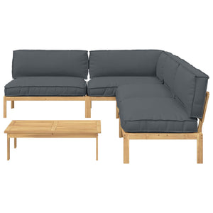 vidaXL Sofa Set with Cushions Solid 5 pcs Anthracite Solid Acacia Wood