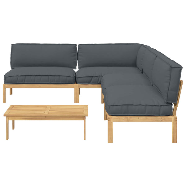 vidaXL Sofa Set with Cushions Solid 5 pcs Anthracite Solid Acacia Wood