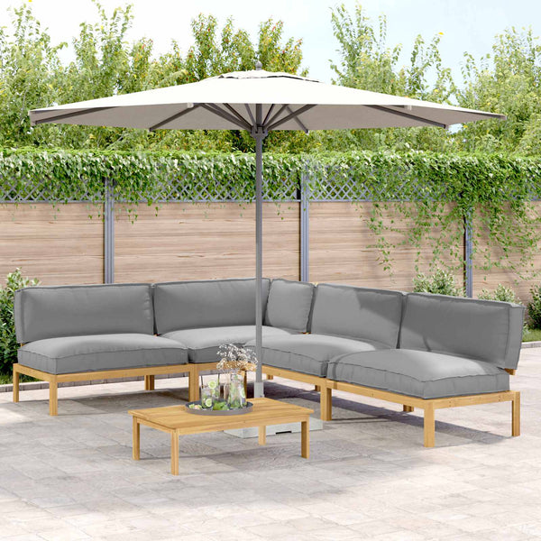 vidaXL Solid Acacia Wood Sofa Set with Cushions Uni 5 pcs Grey