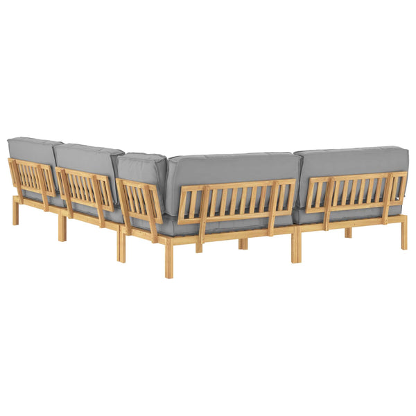vidaXL Solid Acacia Wood Sofa Set with Cushions Uni 5 pcs Grey