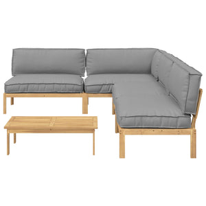 vidaXL Solid Acacia Wood Sofa Set with Cushions Uni 5 pcs Grey