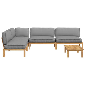vidaXL Solid Acacia Wood Sofa Set with Cushions Uni 5 pcs Grey