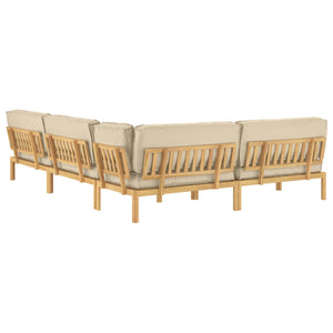 vidaXL Sofa Set with Cushions Solid 5 pcs Beige Solid Acacia Wood