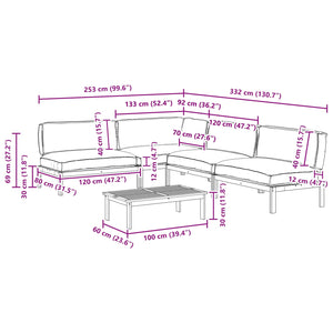 vidaXL Sofa Set with Cushions Solid 5 pcs Beige Solid Acacia Wood