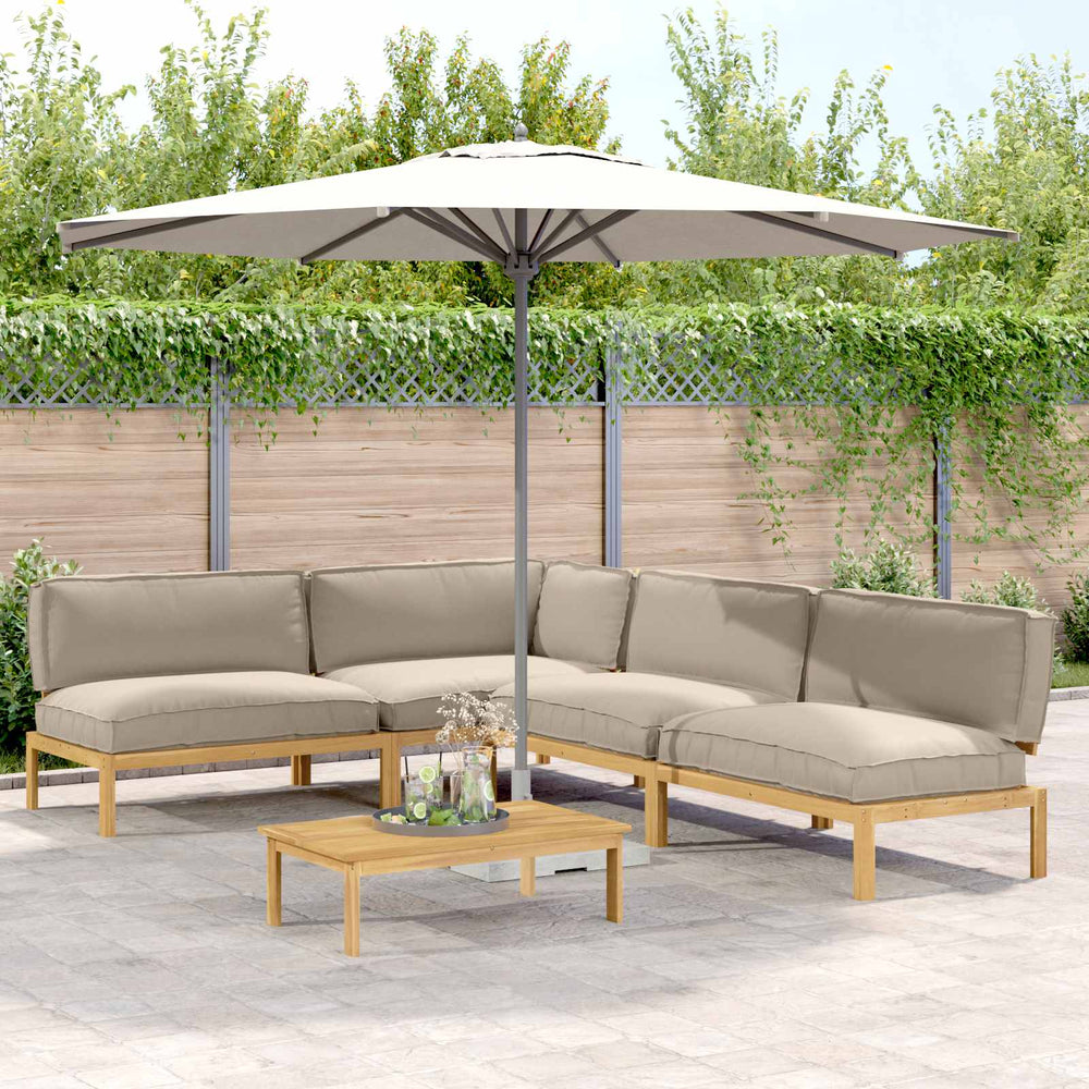 vidaXL Sofa Set with Cushions Solid 5 pcs Taupe Solid Acacia Wood
