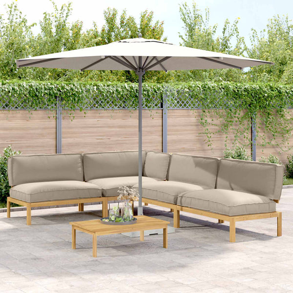vidaXL Sofa Set with Cushions Solid 5 pcs Taupe Solid Acacia Wood
