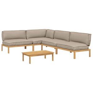 vidaXL Sofa Set with Cushions Solid 5 pcs Taupe Solid Acacia Wood