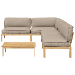 vidaXL Sofa Set with Cushions Solid 5 pcs Taupe Solid Acacia Wood