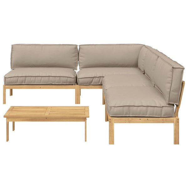 vidaXL Sofa Set with Cushions Solid 5 pcs Taupe Solid Acacia Wood