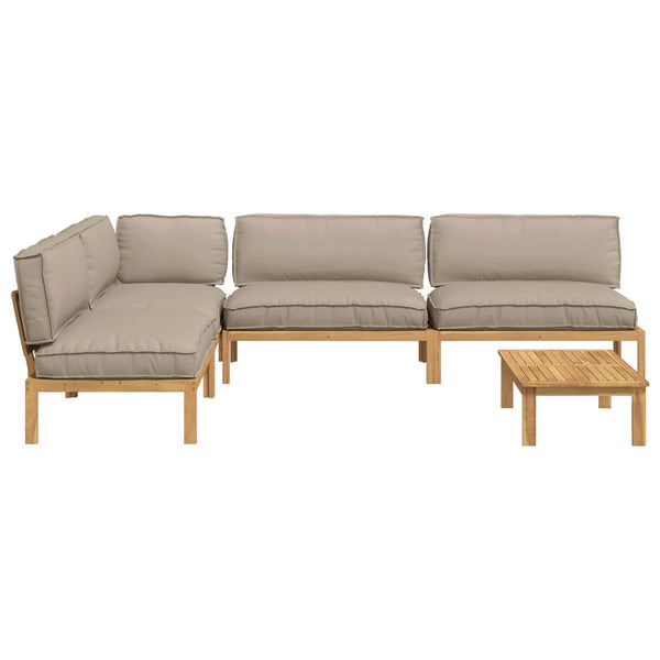 vidaXL Sofa Set with Cushions Solid 5 pcs Taupe Solid Acacia Wood