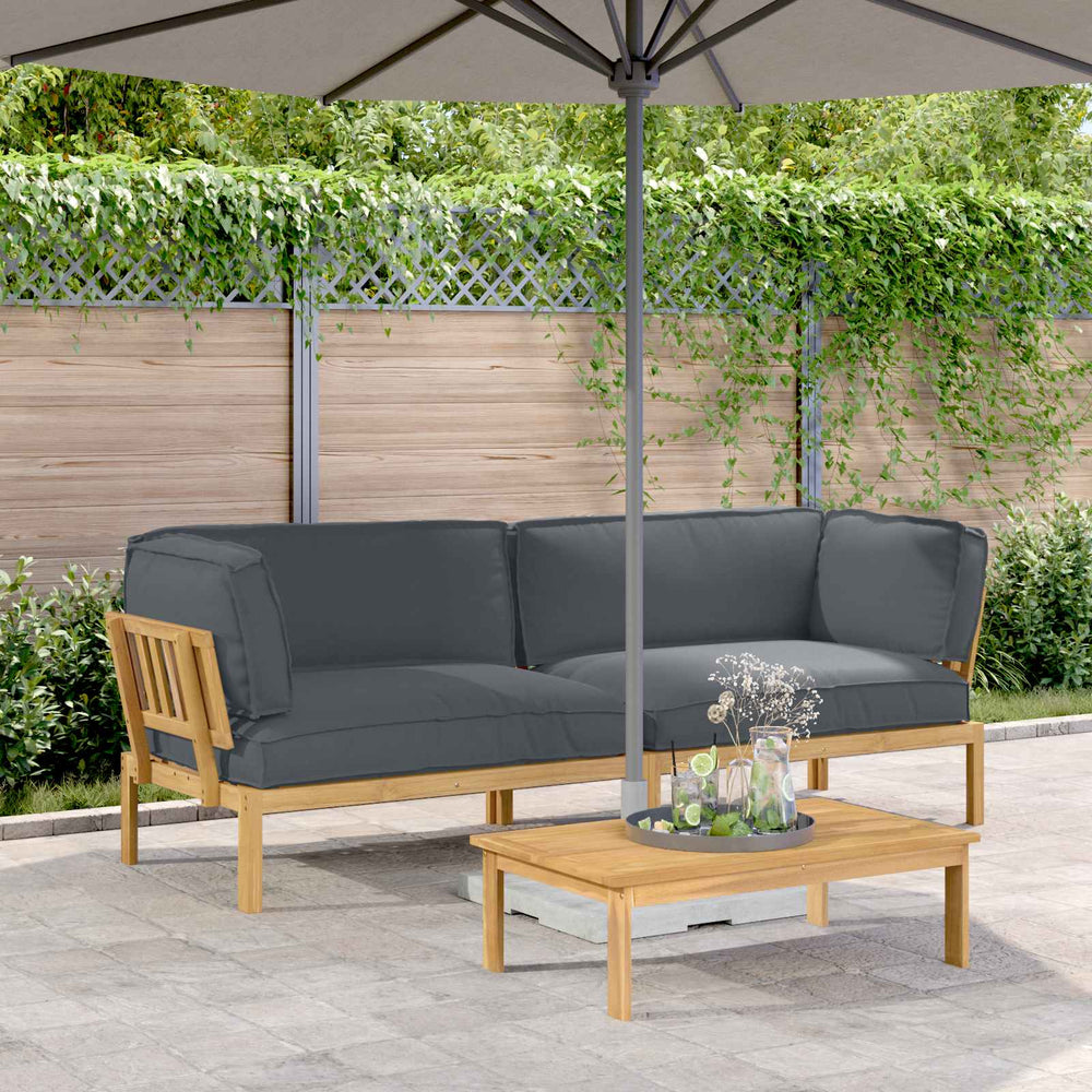 vidaXL Sofa Set with Cushions Solid 2 pcs Anthracite Solid Acacia Wood