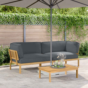 vidaXL Sofa Set with Cushions Solid 2 pcs Anthracite Solid Acacia Wood