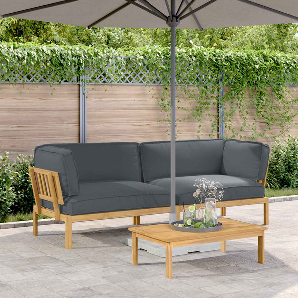 vidaXL Sofa Set with Cushions Solid 2 pcs Anthracite Solid Acacia Wood
