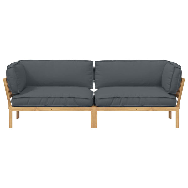vidaXL Sofa Set with Cushions Solid 2 pcs Anthracite Solid Acacia Wood
