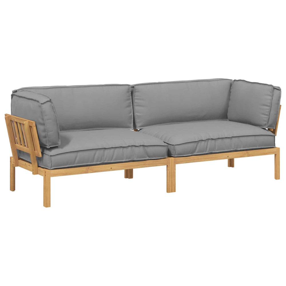 vidaXL Sofa Set with Cushions Solid Acacia Wood 2 pcs Grey