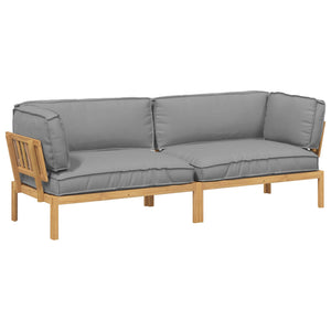 vidaXL Sofa Set with Cushions Solid Acacia Wood 2 pcs Grey