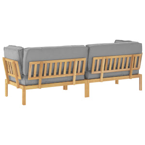 vidaXL Sofa Set with Cushions Solid Acacia Wood 2 pcs Grey