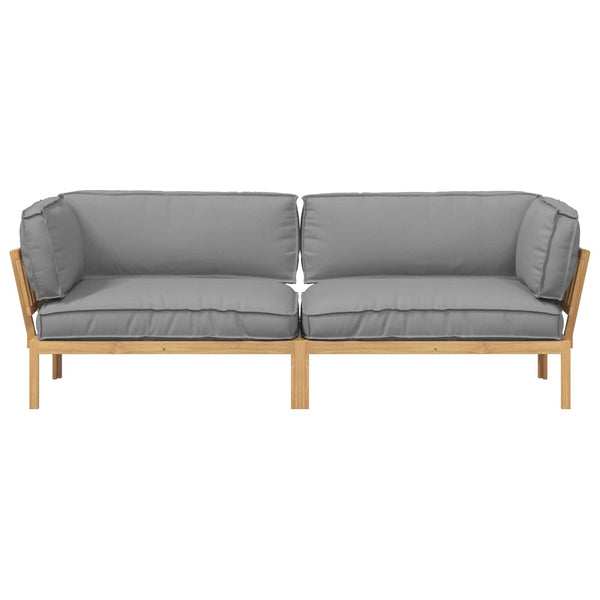 vidaXL Sofa Set with Cushions Solid Acacia Wood 2 pcs Grey