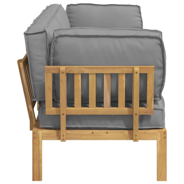 vidaXL Sofa Set with Cushions Solid Acacia Wood 2 pcs Grey