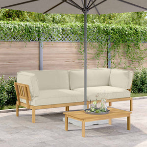 vidaXL Sofa Set with Cushions Solid 2 pcs Cream Solid Acacia Wood