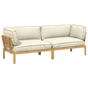vidaXL Sofa Set with Cushions Solid 2 pcs Cream Solid Acacia Wood