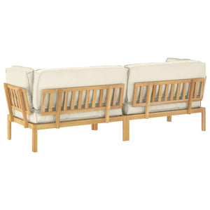 vidaXL Sofa Set with Cushions Solid 2 pcs Cream Solid Acacia Wood