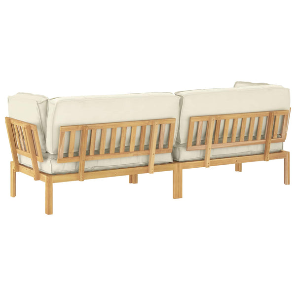 vidaXL Sofa Set with Cushions Solid 2 pcs Cream Solid Acacia Wood