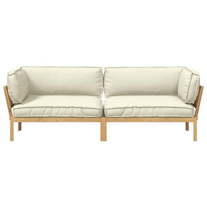 vidaXL Sofa Set with Cushions Solid 2 pcs Cream Solid Acacia Wood