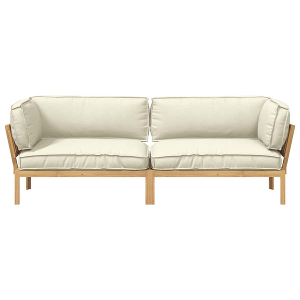 vidaXL Sofa Set with Cushions Solid 2 pcs Cream Solid Acacia Wood