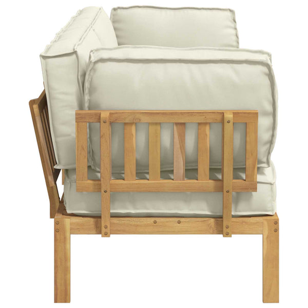 vidaXL Sofa Set with Cushions Solid 2 pcs Cream Solid Acacia Wood