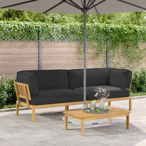 vidaXL Sofa Set with Cushions Solid Acacia Wood Black 2 pcs