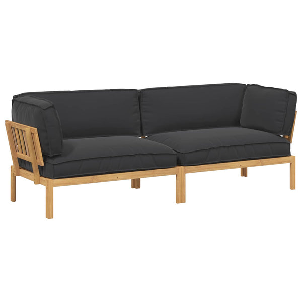 vidaXL Sofa Set with Cushions Solid Acacia Wood Black 2 pcs