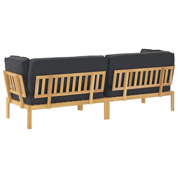 vidaXL Sofa Set with Cushions Solid Acacia Wood Black 2 pcs