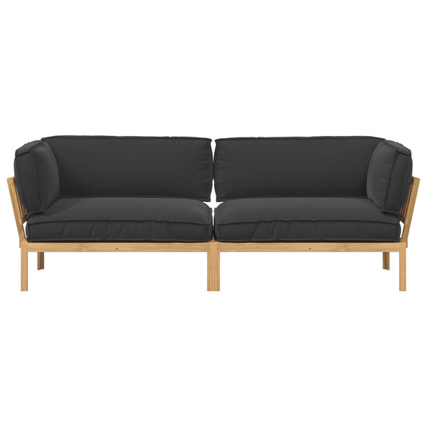 vidaXL Sofa Set with Cushions Solid Acacia Wood Black 2 pcs