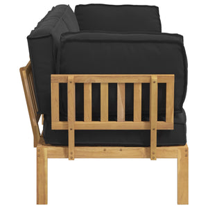 vidaXL Sofa Set with Cushions Solid Acacia Wood Black 2 pcs