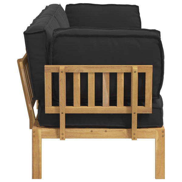 vidaXL Sofa Set with Cushions Solid Acacia Wood Black 2 pcs