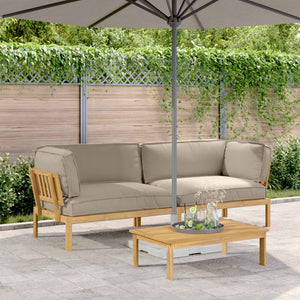 vidaXL Sofa Set with Cushions Solid Acacia Wood 2 pcs Taupe