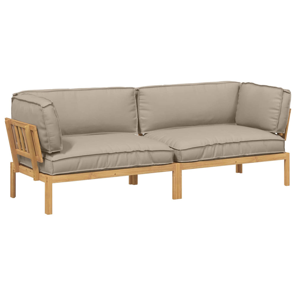 vidaXL Sofa Set with Cushions Solid Acacia Wood 2 pcs Taupe