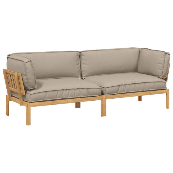 vidaXL Sofa Set with Cushions Solid Acacia Wood 2 pcs Taupe