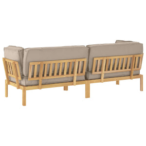 vidaXL Sofa Set with Cushions Solid Acacia Wood 2 pcs Taupe
