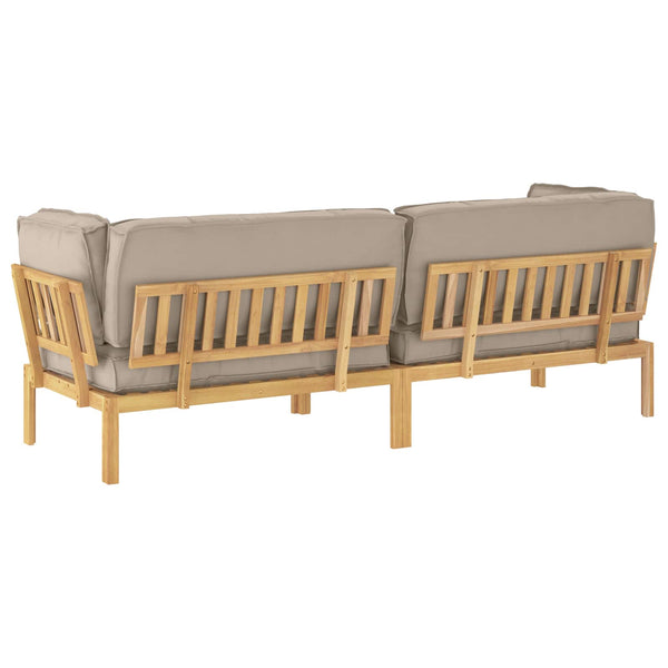 vidaXL Sofa Set with Cushions Solid Acacia Wood 2 pcs Taupe